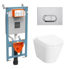 Комплект инсталляции с подвесным унитазом VITRA Integra Round с сиденьем и кнопкой 9004B003-7202 Комплект инсталляции с подвесным унитазом VITRA Integra Round с сиденьем и кнопкой 9004B003-7202